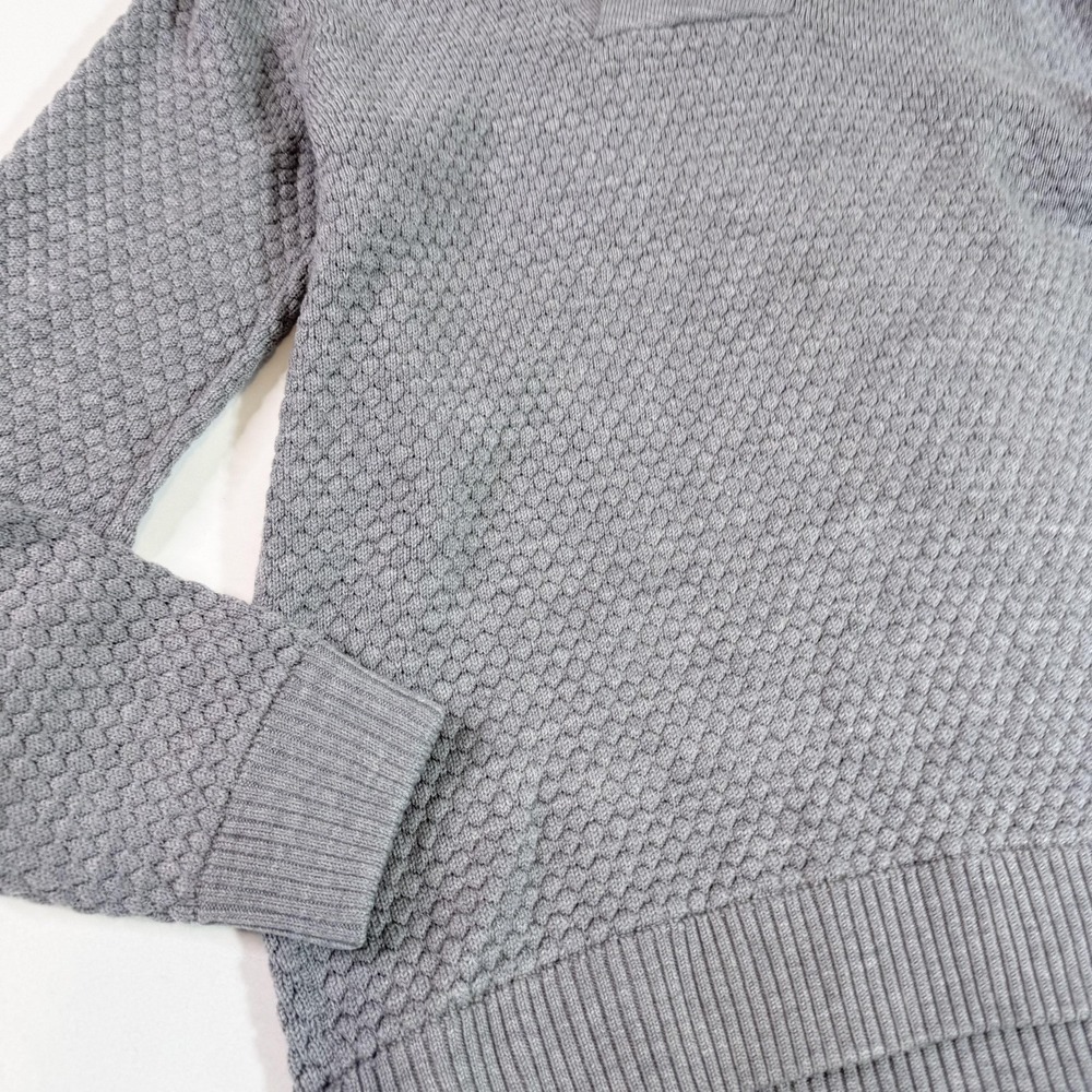 Armani Exchange Sweater Mens Large‎ Gray Merino Wool Shawl Collar Pullover Knit - Picture 2 of 9